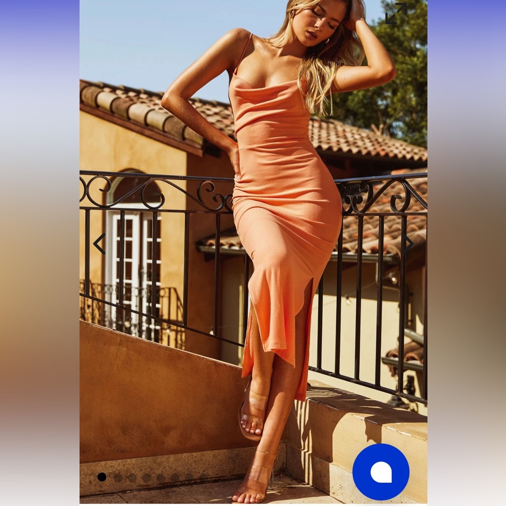 Selfie Leslie Pink Slip Midi Dress